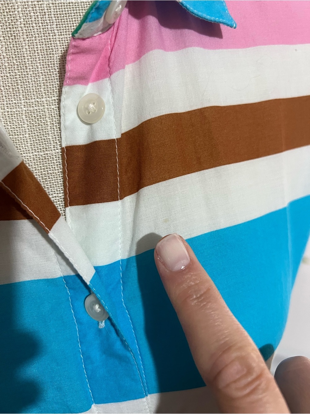 J. Crew Cotton Multicolor Striped Button-Front Midi Dress with flaw - Picture 4 of 8